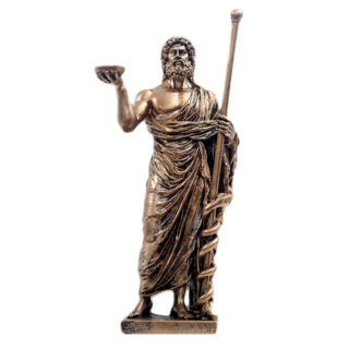 Sur fond blanc, on voit une statue de Dieu grec : Zeus.