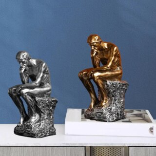 2 statues du penseur de rodin (dorée et argentée)