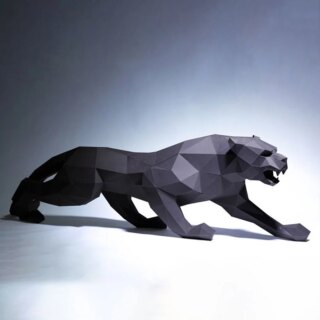 Statue panthère origami en papier noir
