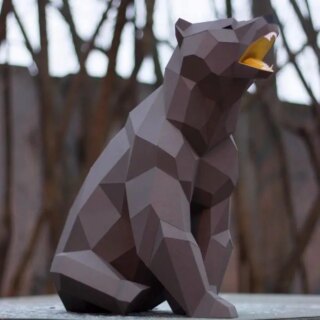 Statue ours origami en papier