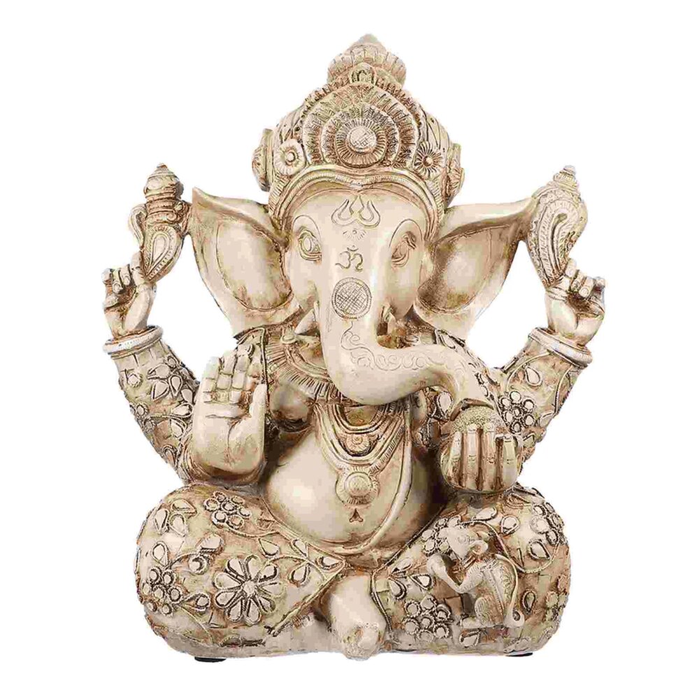 Statue indienne de Ganesh sur fond blanc.