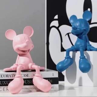 Grande Statue Mickey Mouse En Résine 80 Cm - Décoration Intérieure, Fond Blanc, Multicolore