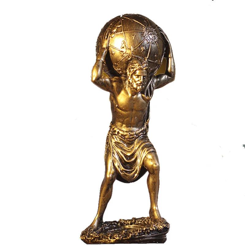 4524-854623.jpeg Sur fond blanc, on voit une statue dorée représentant Hercule qui porte le monde sur ses épaules.