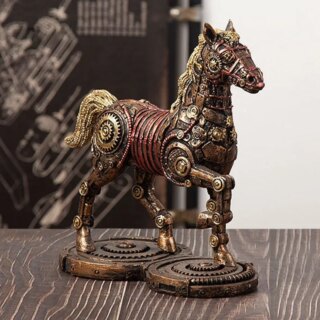 Statue industrielle de cheval en engrnages