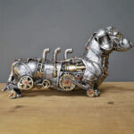 Statue industrielle d'un chien teckel