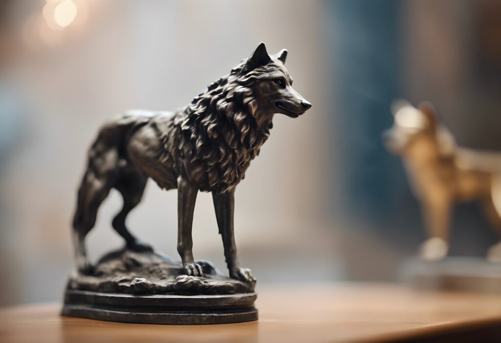 Statue Apollon : quel est le symbole d'Apollon ? Statue de loup incarnant Apollon